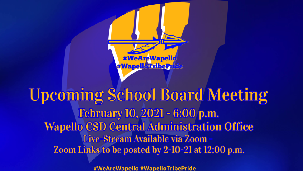 Wapello Csd Board Of Directors To Meet On 2-10-21 