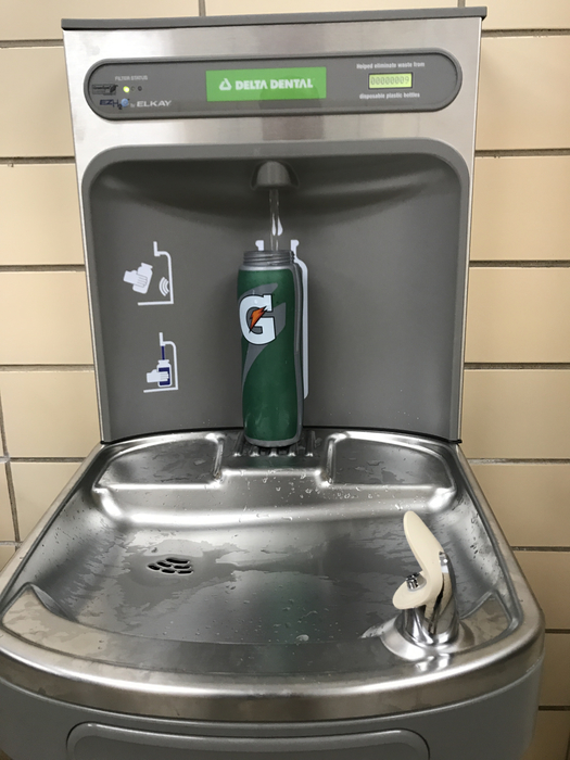 A new bottle filling water fountain provided by Delta Dental of Iowa. 
