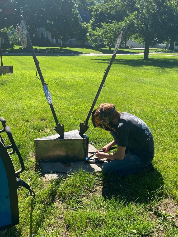 Owen welding the 2021 installation