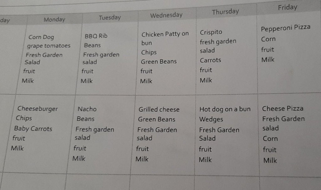lunch menu