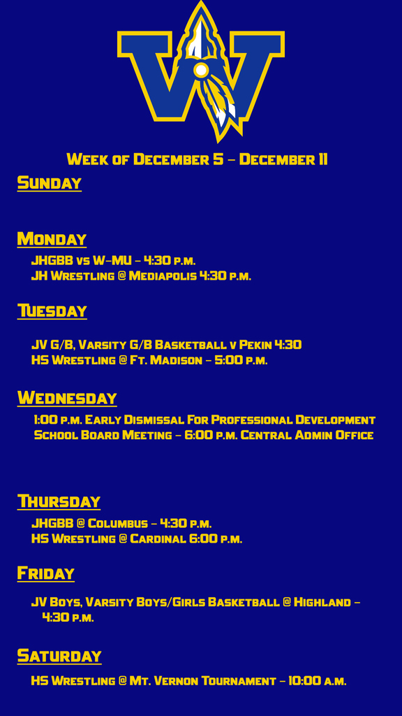 Weekly Activities December 6-11