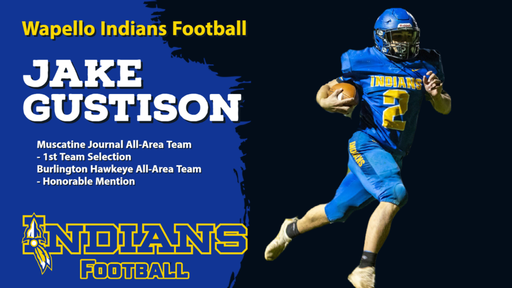 Jake Gustison All-Hawkeye Football Team and Muscatine Journal All-Area Football Team