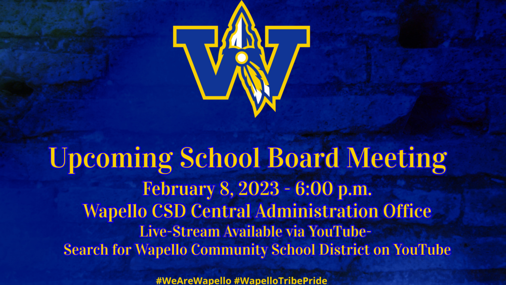 Upcoming School Board Meeting February 8 2023 6:00 p.m.