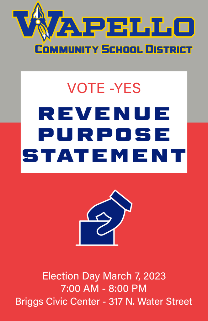 Wapello CSD Vote Yes Revenue Purpose Statement March 7, 2023