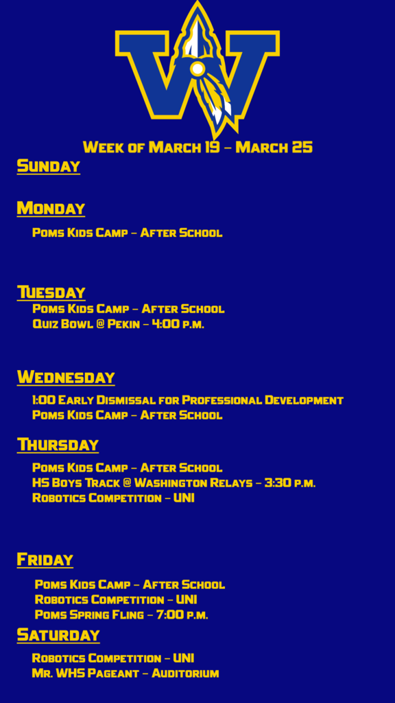 Weekly Activities March 19-25