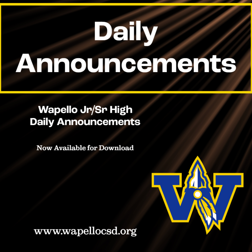 Wapello Jr/Sr High Daily Announcements Now Available for Download Wapello Logo